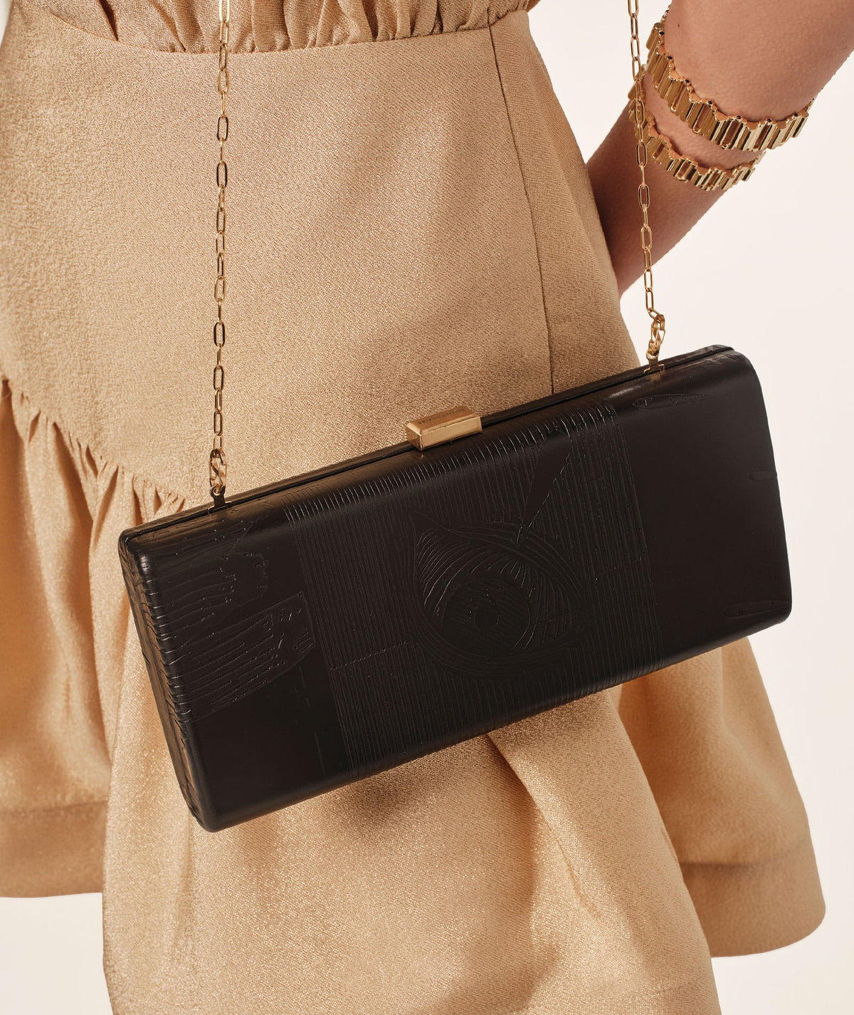 Zeus+Dione | Black leather Philomena clutch bag Zeus+Dione