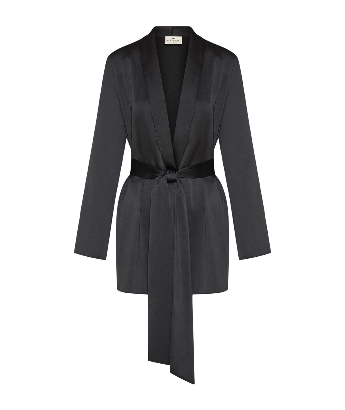 Nidodileda | Black satin Rhia belted blazer Nidodileda