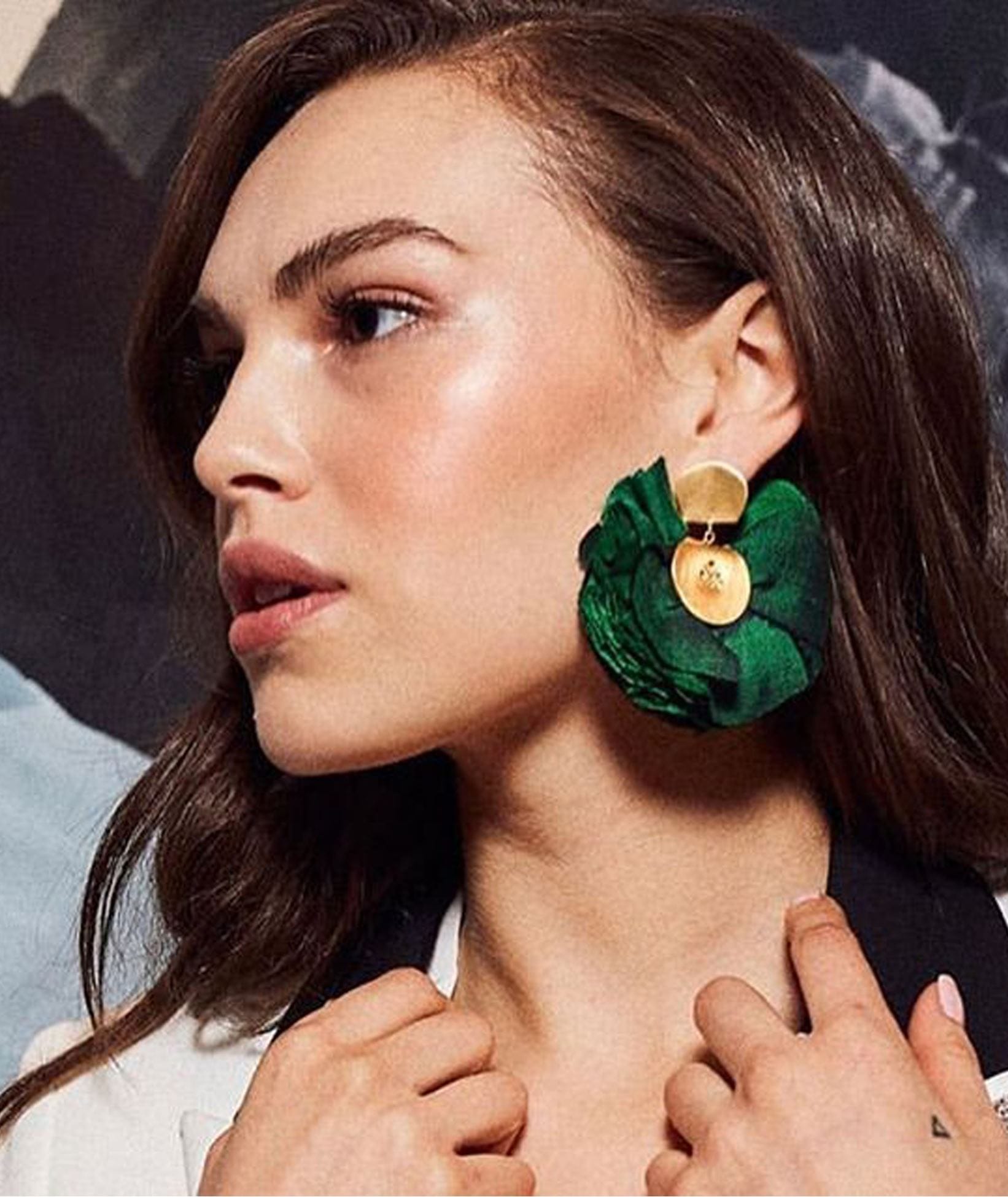 Katerina Makriyianni | Green Silky Fan Earrings Katerina Makriyianni