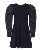 Kourbela | Black gathered sleeves Dualism mini dress Kourbela
