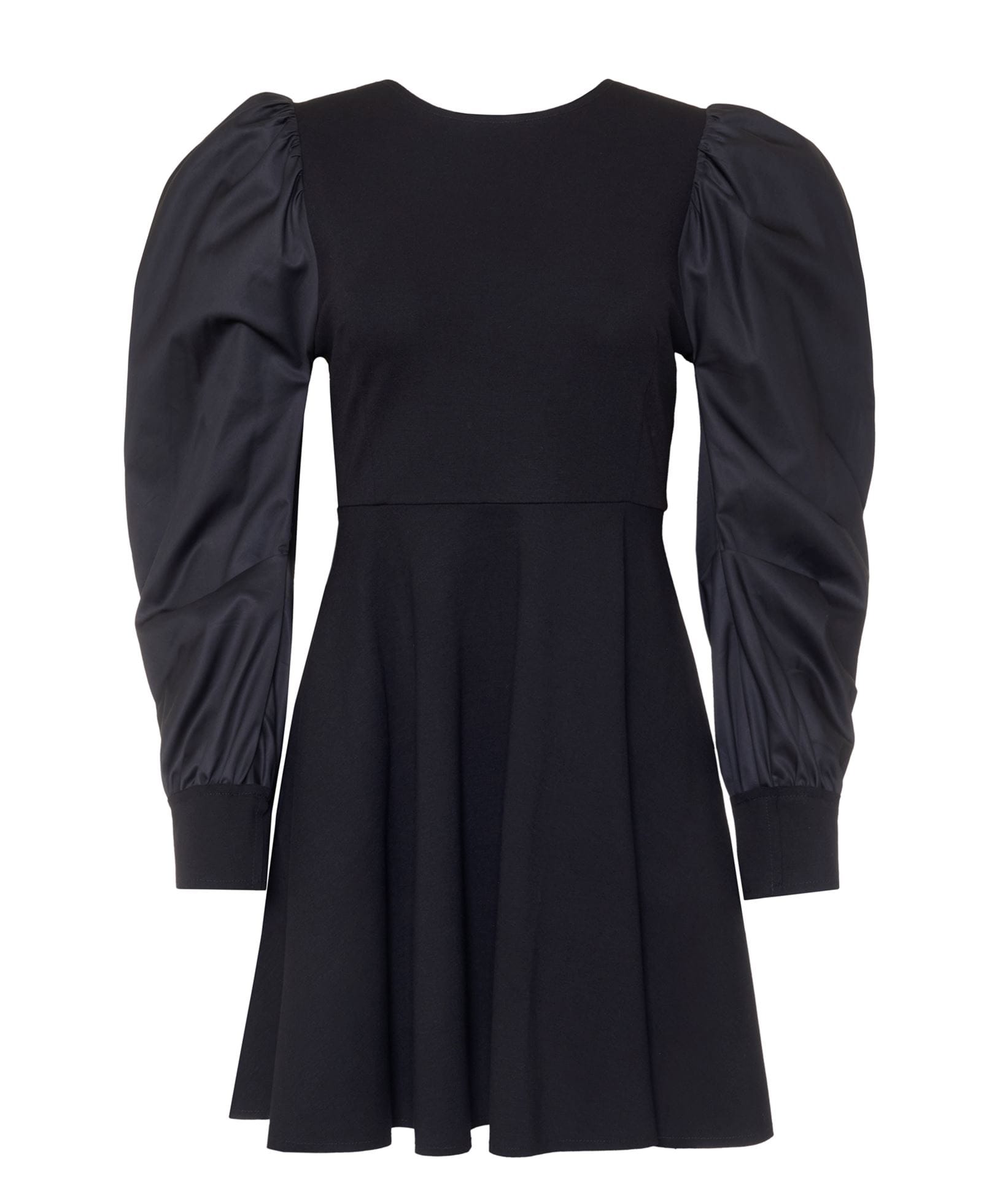 Kourbela | Black gathered sleeves Dualism mini dress Kourbela