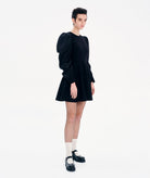 Kourbela | Black gathered sleeves Dualism mini dress Kourbela