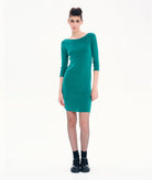 Kourbela | Petrol cotton Plainess mini dress Kourbela