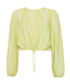 Pearl & Caviar | Lime cotton silk jacquard Finikas cropped blouse Pearl & Caviar