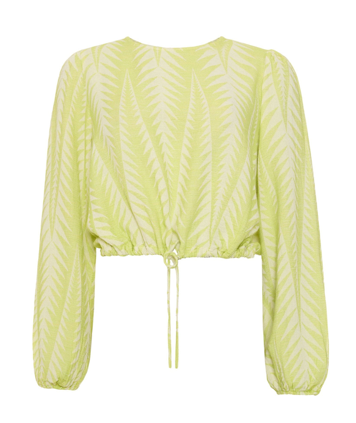 Pearl & Caviar | Lime cotton silk jacquard Finikas cropped blouse Pearl & Caviar