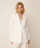 CKontova | White linen blazer with fringes CKontova