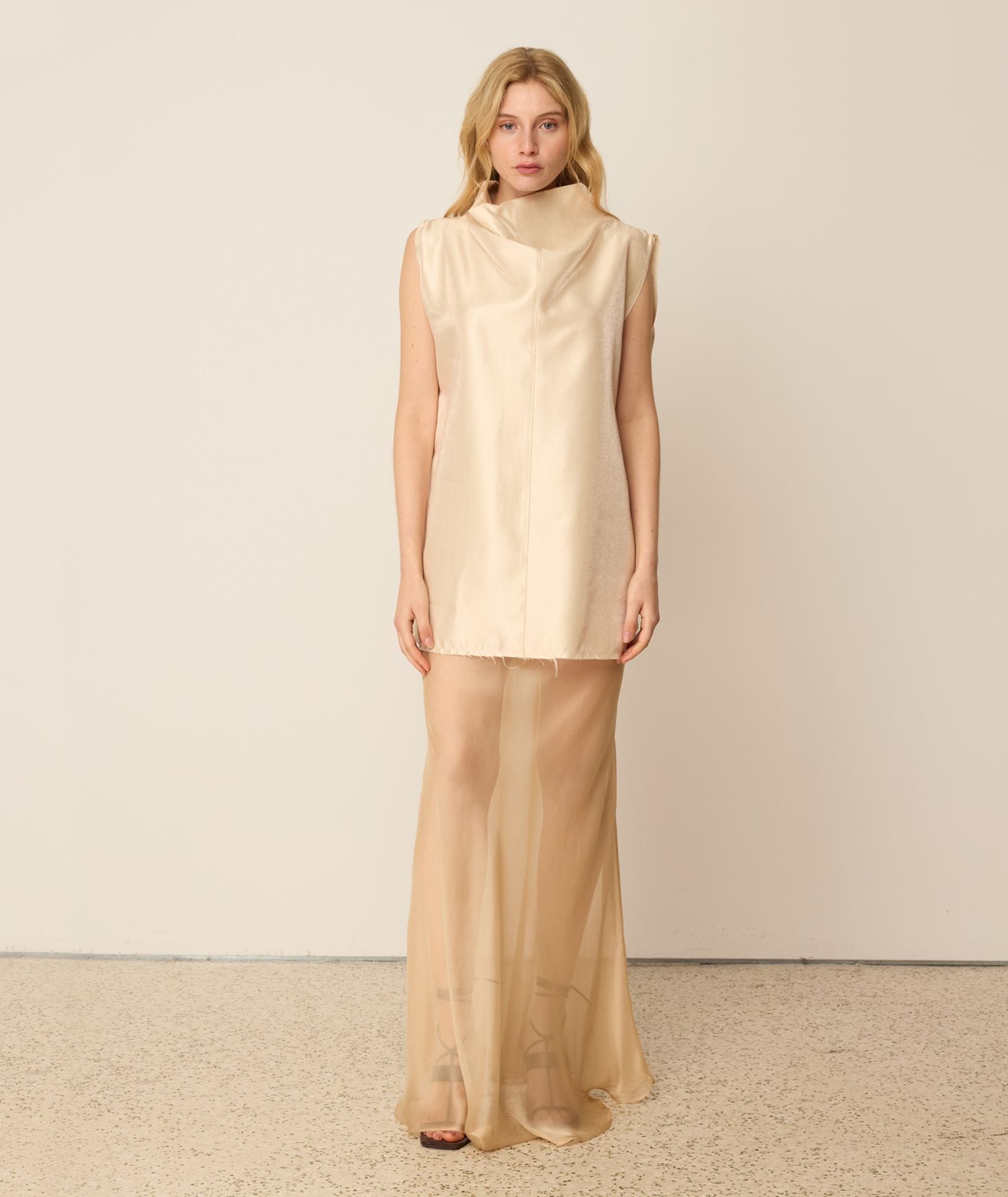 CKontova | Ecru silk muslin maxi skirt CKontova