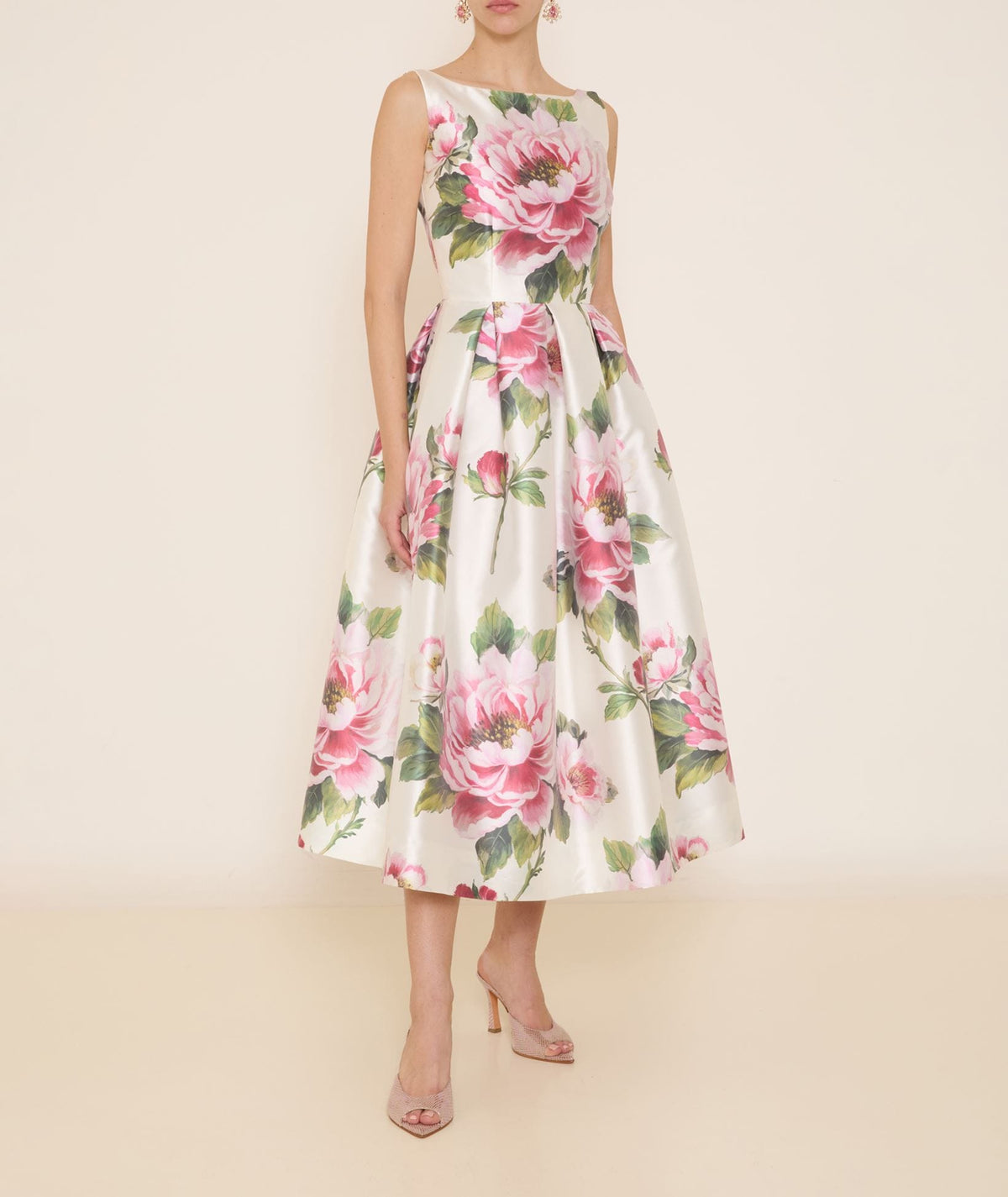 Maison Zoulias | Rose white floral sleeveless Sandy midi dress Maison Zoulias