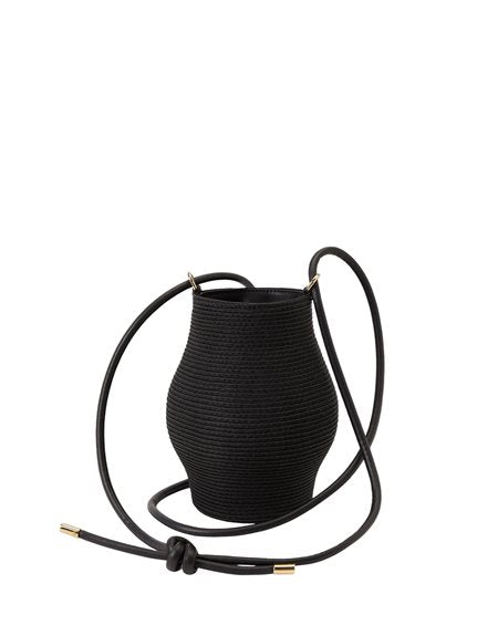 Amphora | Black straw Amphora bucket bag