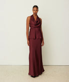 CKontova | Bordeaux satin maxi skirt CKontova