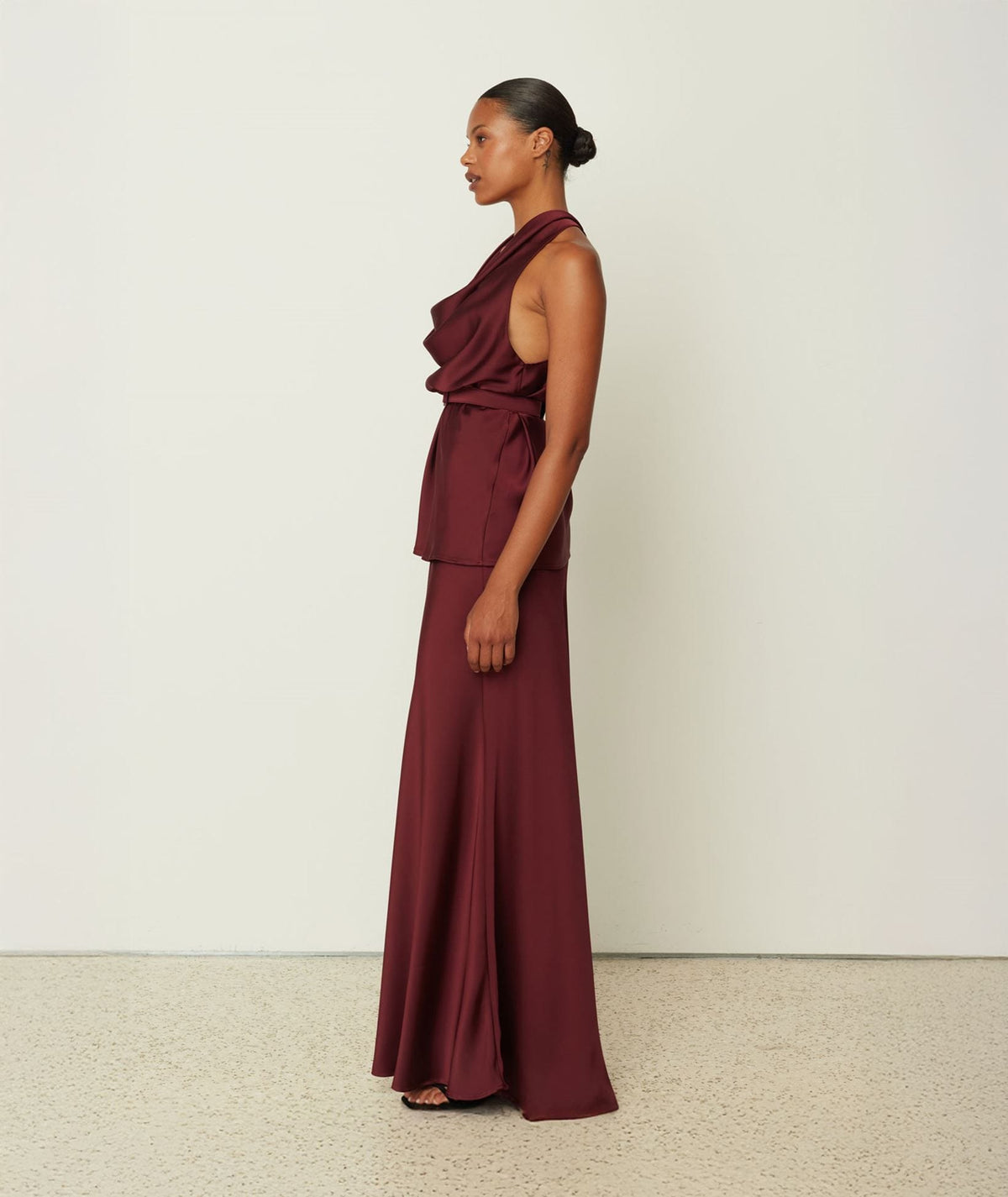 CKontova | Bordeaux satin maxi skirt CKontova