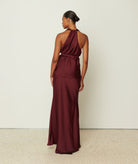 CKontova | Bordeaux satin maxi skirt CKontova