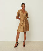 CKontova | Gold satin printed mini dress CKontova