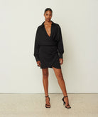 CKontova | Black draped mini shirt dress CKontova