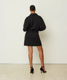 CKontova | Black draped mini shirt dress CKontova