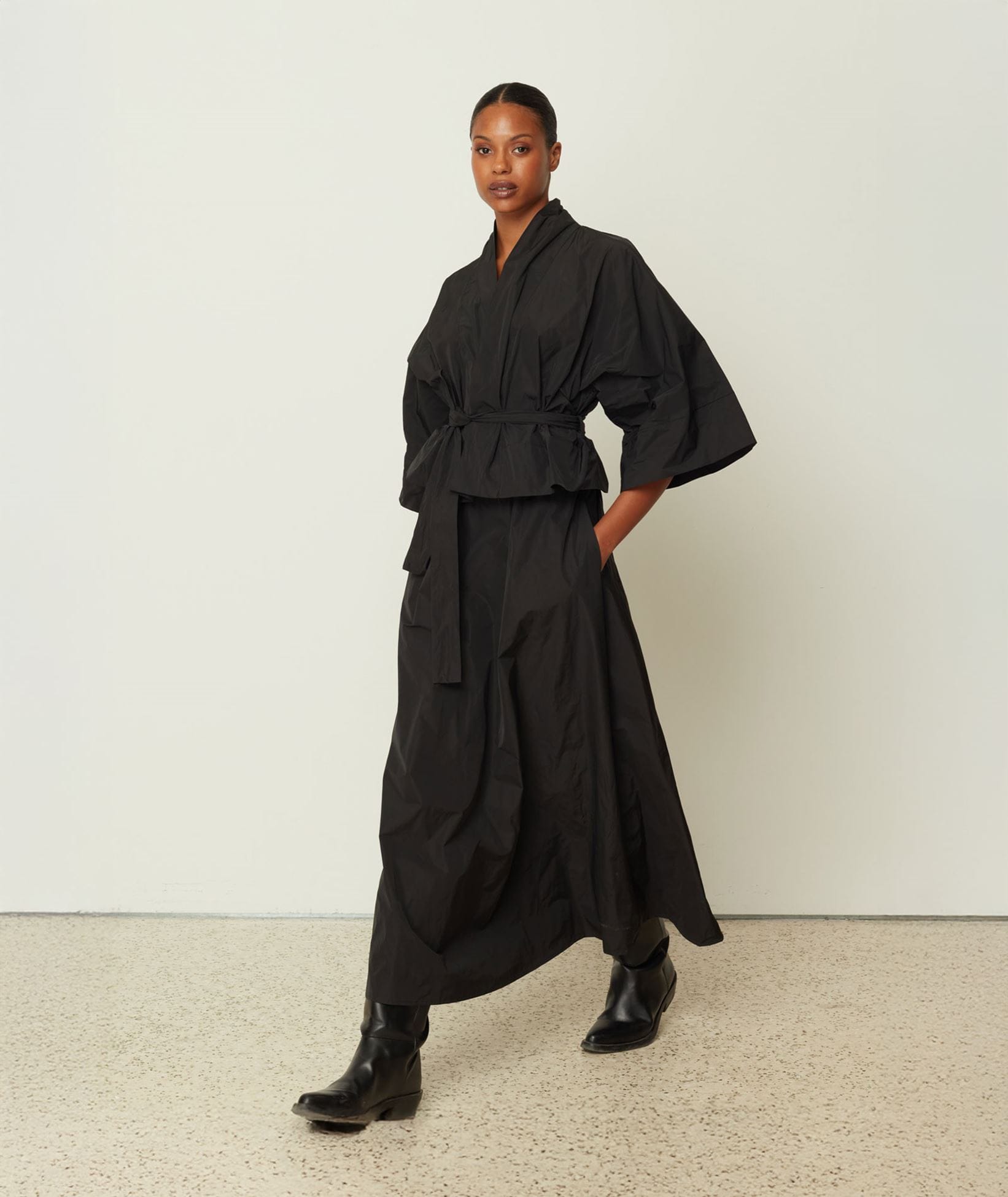 CKontova | Black taffeta maxi skirt CKontova