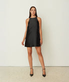 CKontova | Black duchess satin mini dress CKontova