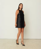 CKontova | Black duchess satin mini dress CKontova