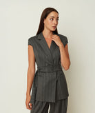 CKontova | Grey pinstripe capsleeve vest CKontova