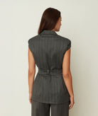 CKontova | Grey pinstripe capsleeve vest CKontova