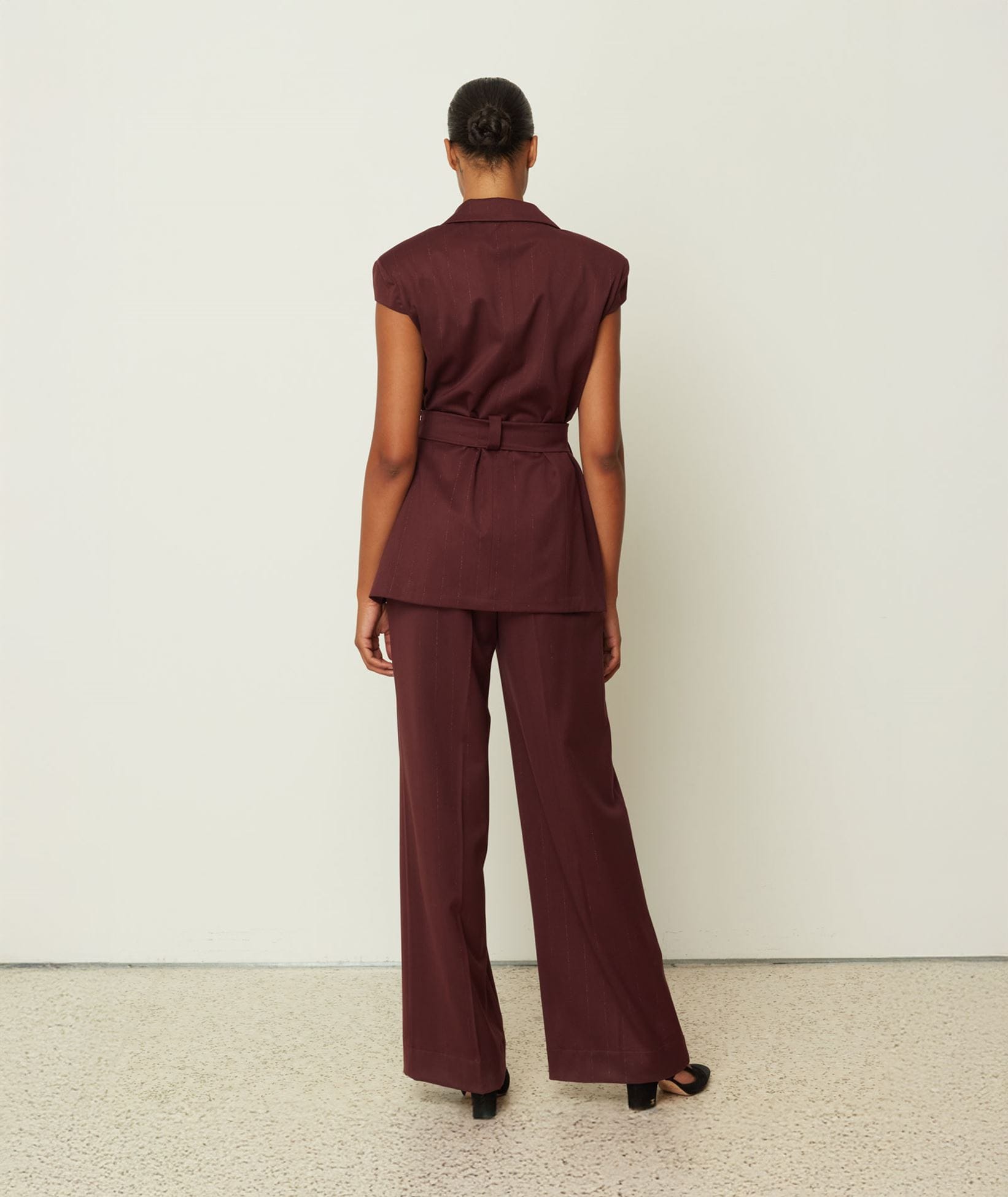 CKontova | Bordeaux pinstripe pants CKontova