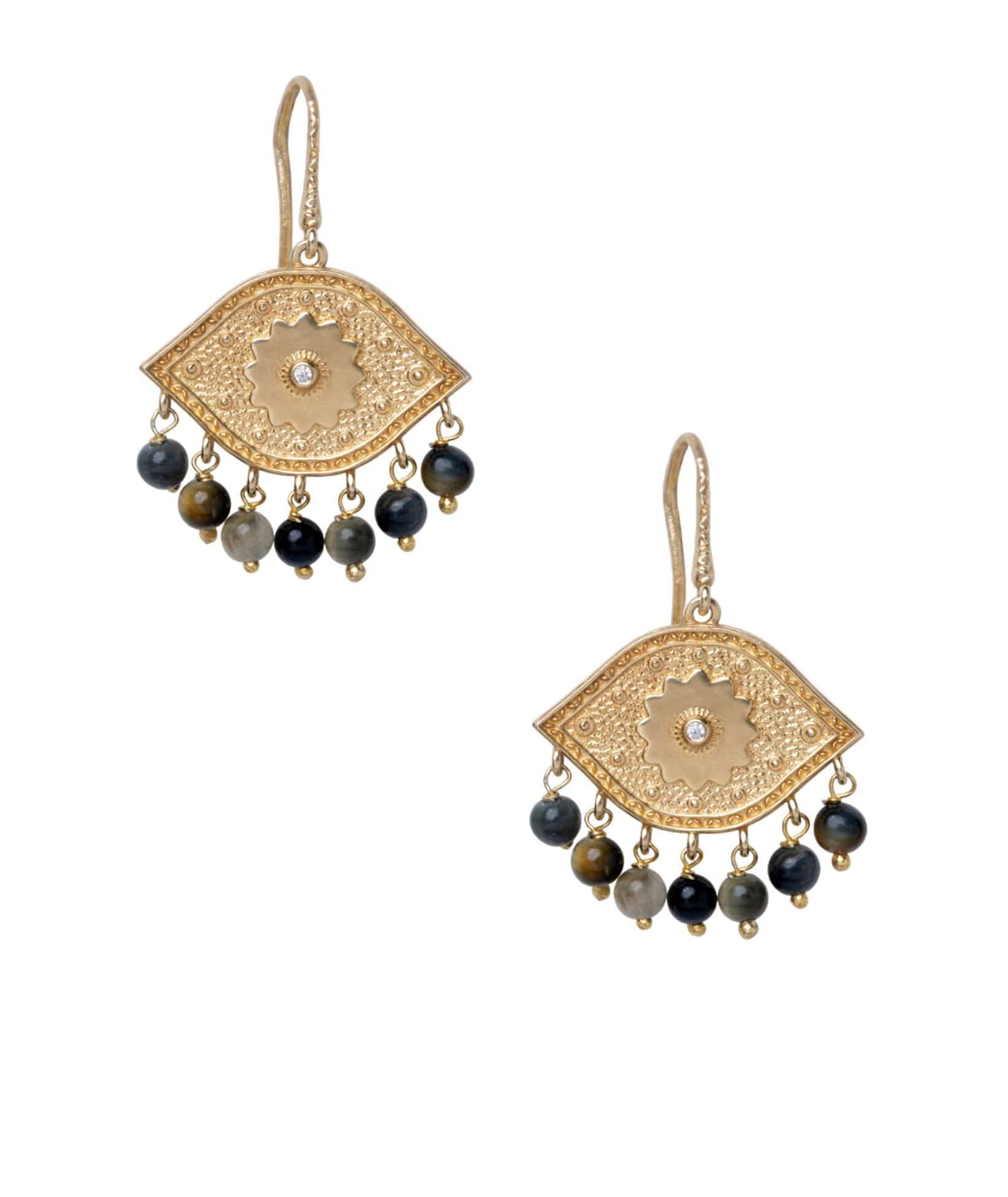 Antonia Karra | Paisley gold-plated silver earrings - cat's eye Antonia Karra