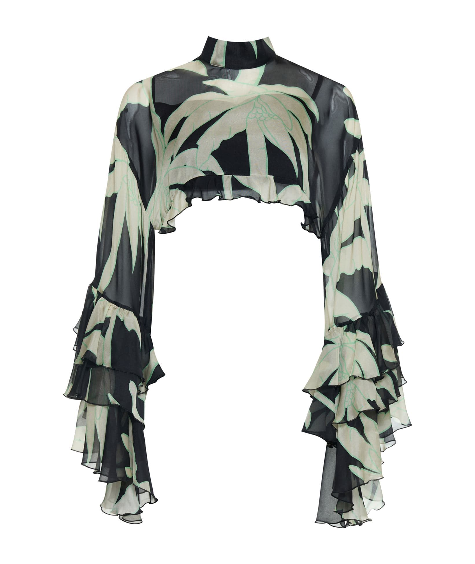 Lace | Black printed silk Nocturne crop top Lace