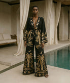 Lace | Black gold printed Mirage wide-leg pants Lace