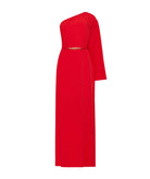 Ancient Kallos | Red one shoulder Niriis belted maxi dress Ancient Kallos