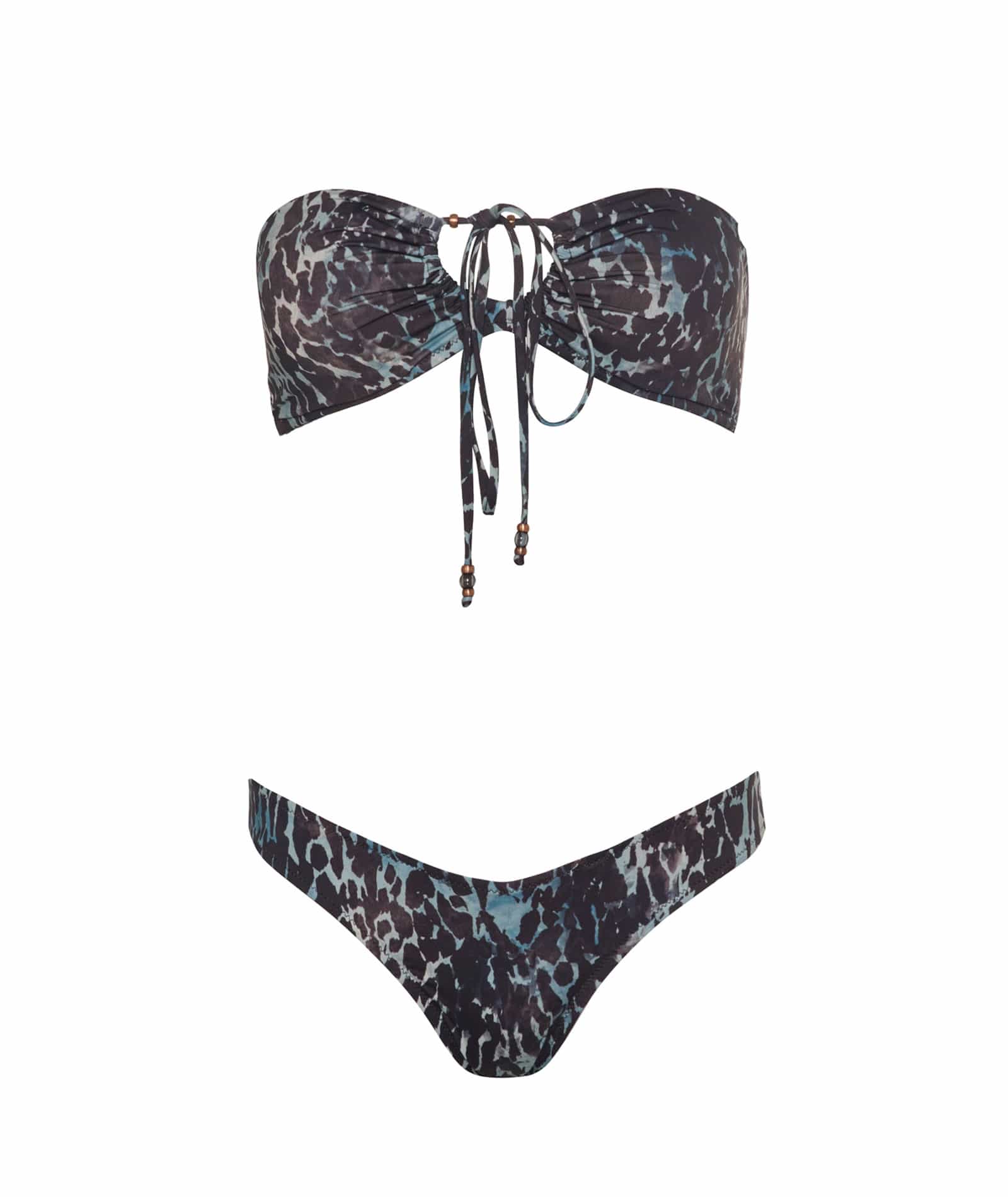 Lida | Blue leopard strapless bikini Lida