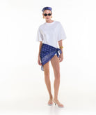 Vassia Kostara | White cotton T-shirt with blue bandana Vassia Kostara