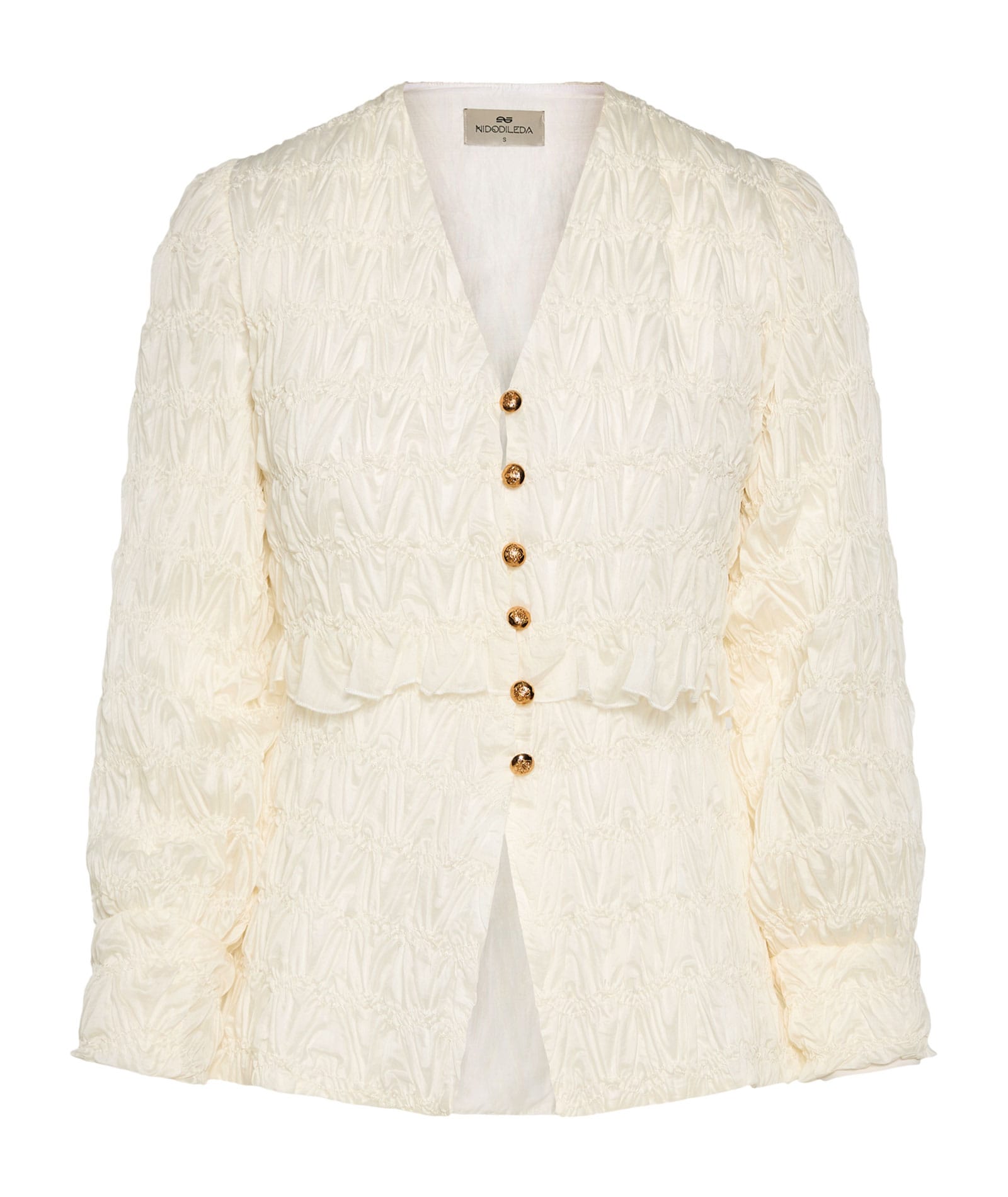 Nidodileda | Off-white smocked Cadel shirt Nidodileda
