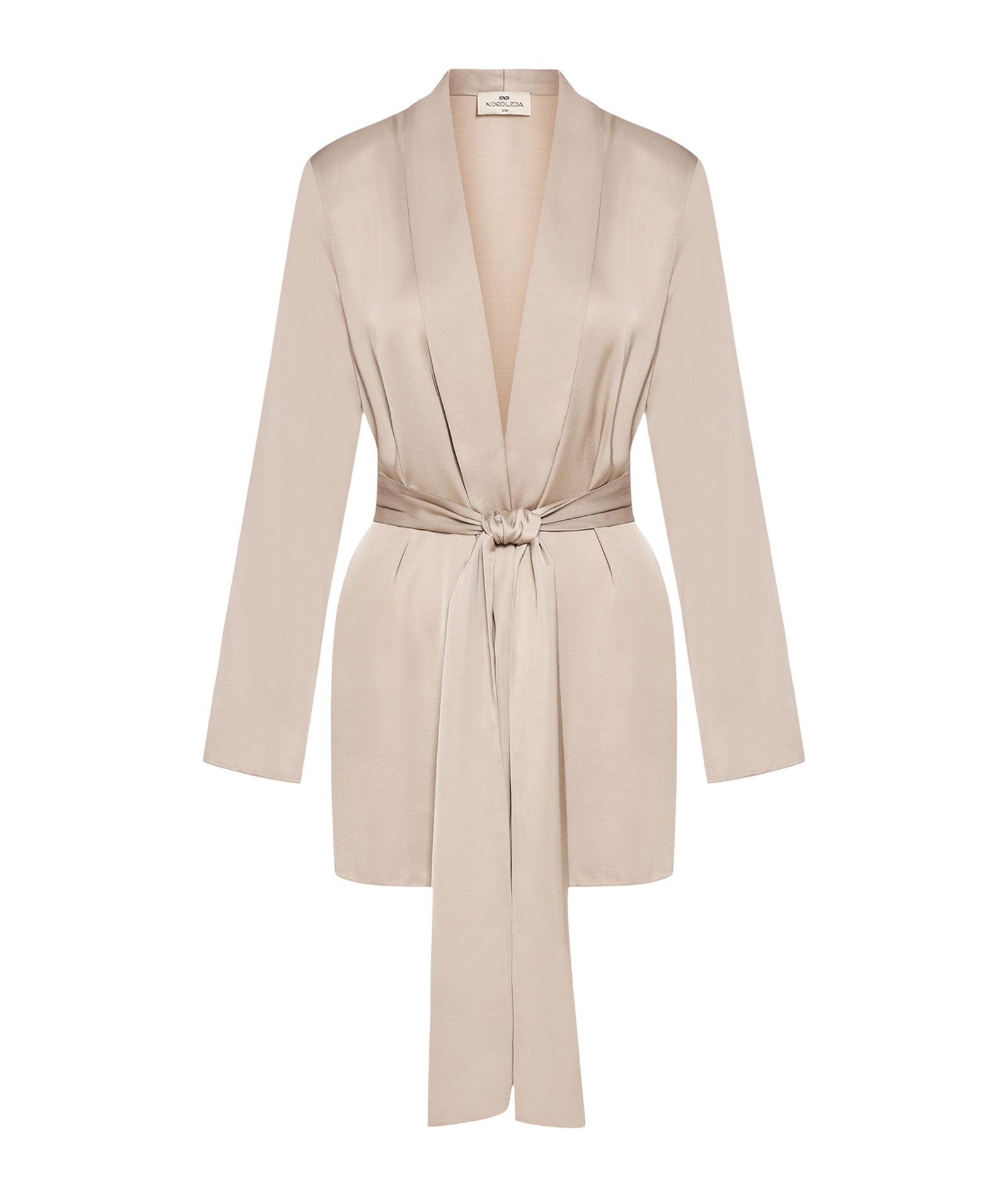 Nidodileda | Beige satin Rhia belted blazer Nidodileda