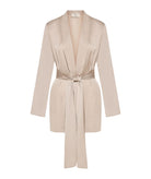 Nidodileda | Beige satin Rhia belted blazer Nidodileda